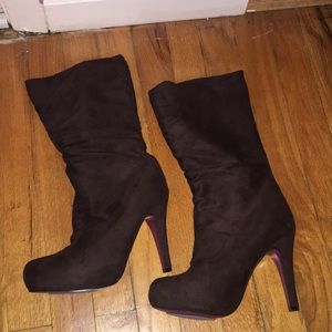 Brown suede boots